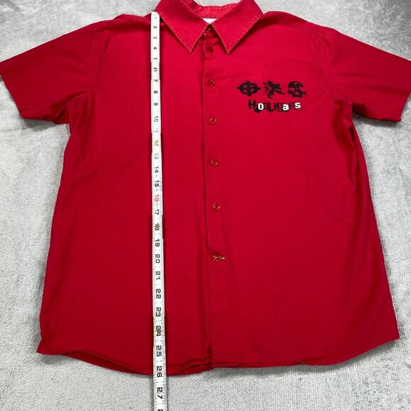 Furor Jeans for Hooligans Shirt Mens Large Red Stretch Short Sleeve Button Up - Picture 4 of 13